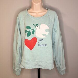 J Crew PAIX ET AMOUR DOVE HEART SWEATSHIRT COTTON TERRY - Size Medium